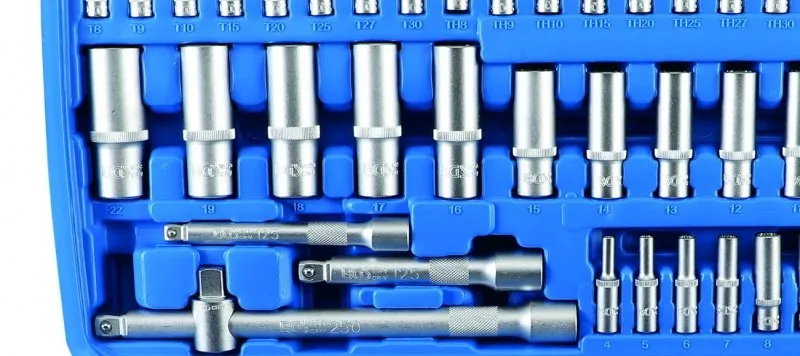 BGS TECHNIC DOPSLEUTELSET GEAR LOCK 6,3 MM (1/4) / 10 MM (3/8) / 12,5 MM (1/2) 192DELIG
