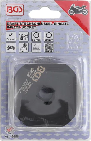 BGS TECHNIC KRACHTDOPSLEUTEL INZETZESKANT / TWAALFKANT 12,5 MM (1/2) VOOR DUCATI