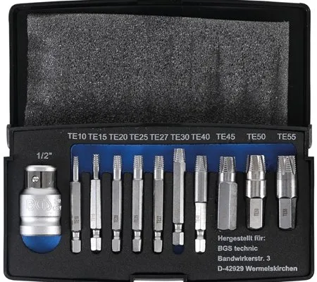 BGS TECHNIC SCHROEVEN UITDRAAISET VOOR DEFECT TPROFIEL (VOOR TORX) T10  T55 11DELIGE