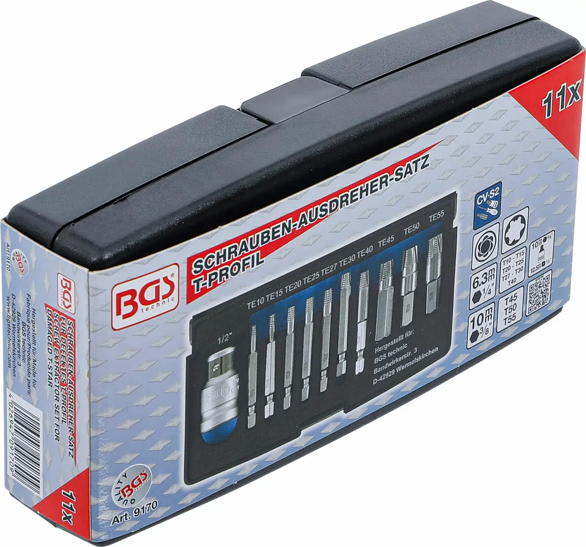 BGS TECHNIC SCHROEVEN UITDRAAISET VOOR DEFECT TPROFIEL (VOOR TORX) T10  T55 11DELIGE