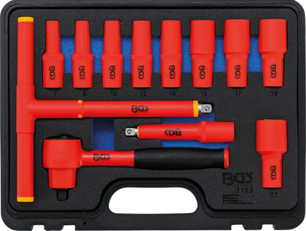 BGS TECHNIC VDEDOPSLEUTELSET AANDRIJVING 10 MM (3/8) SW 7  22 MM 12DLG