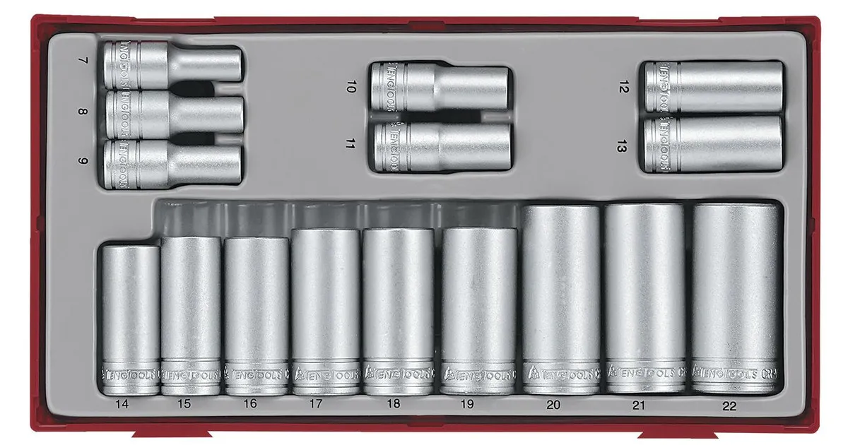 DOPPENSET DIEP TT1 TRAY 3/8" 722MM 16 DELIG  6 KANT TENG TOOLS