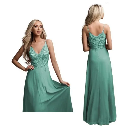 Galajurk sage green schouderbanden chiffon