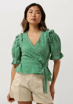 groene scotch & soda top wrap top with broderie anglaise