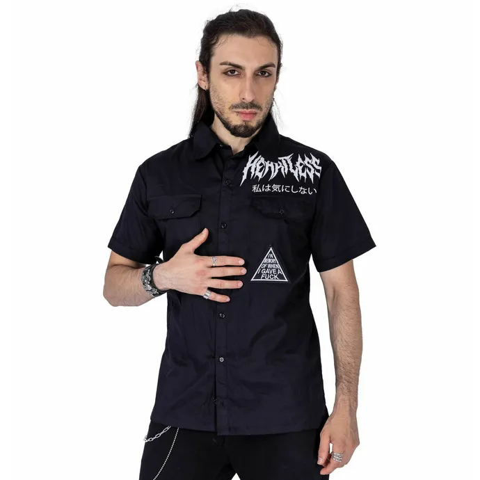 HEREN BLOES MET KORTE MOUWEN HEARTLESS  F U REAPER   ZWART