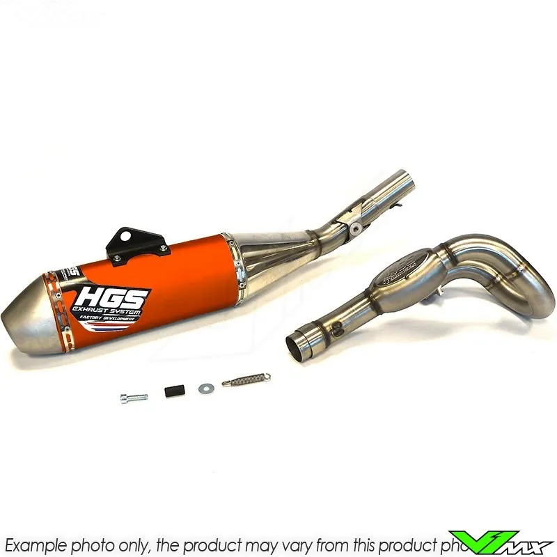 HGS UITLAAT SYSTEEM ALUMINIUM ORANJE  GASGAS EC250F HUSQVARNA FE250 KTM 250EXCF