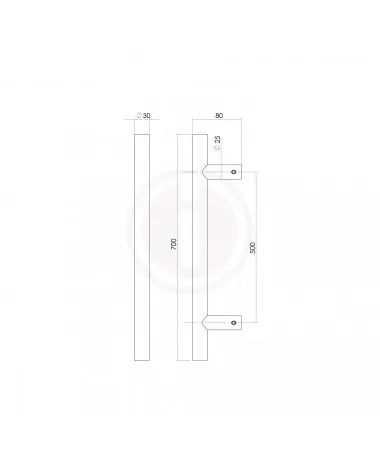 INTERSTEEL DEURGREEP 700 MM TVORM RVS (PER STUK)
