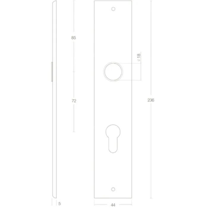 INTERSTEEL Langschild renovatie PC72mm Nikkel