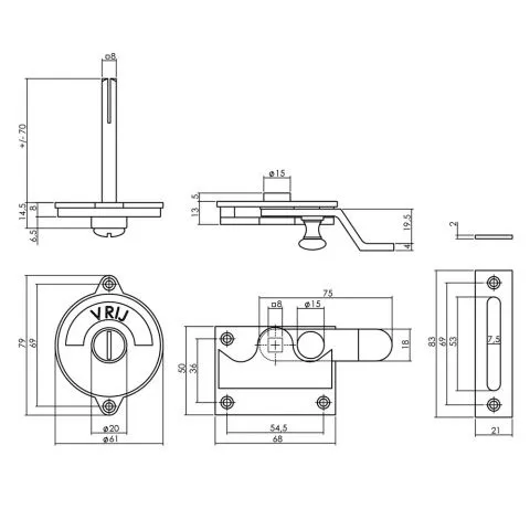 INTERSTEEL WCOVERSLAG  MET GEBOGEN SLUITLIP  VRIJ/BEZET  MAT ZWART