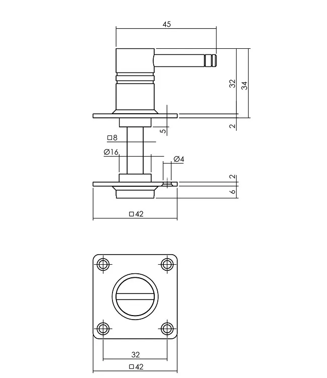 INTERSTEEL WCSLUITING 8MM VIERKANT LVORM PLAT 42X42MM RVS