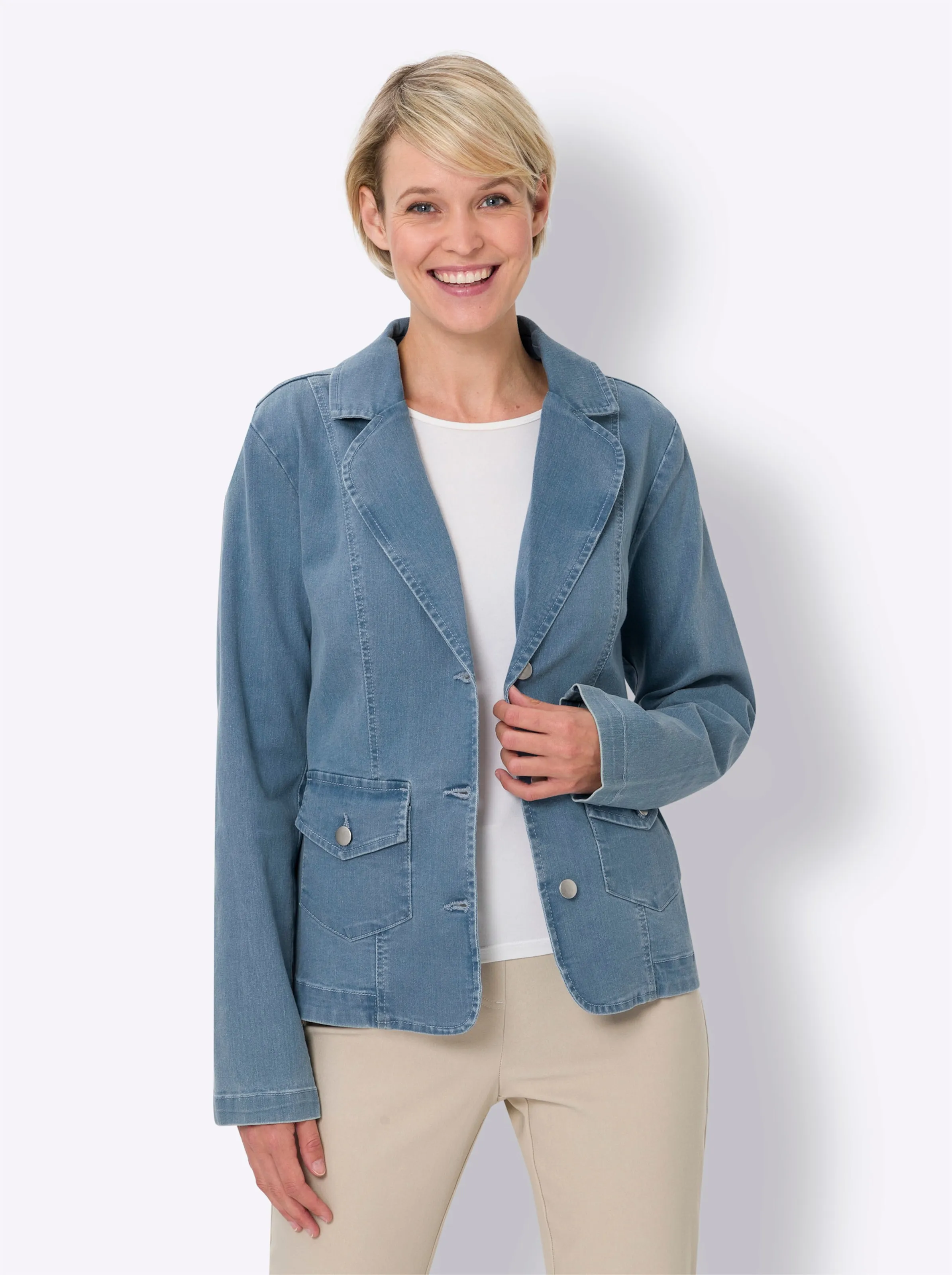 Jeansblazer in licht getailleerd model