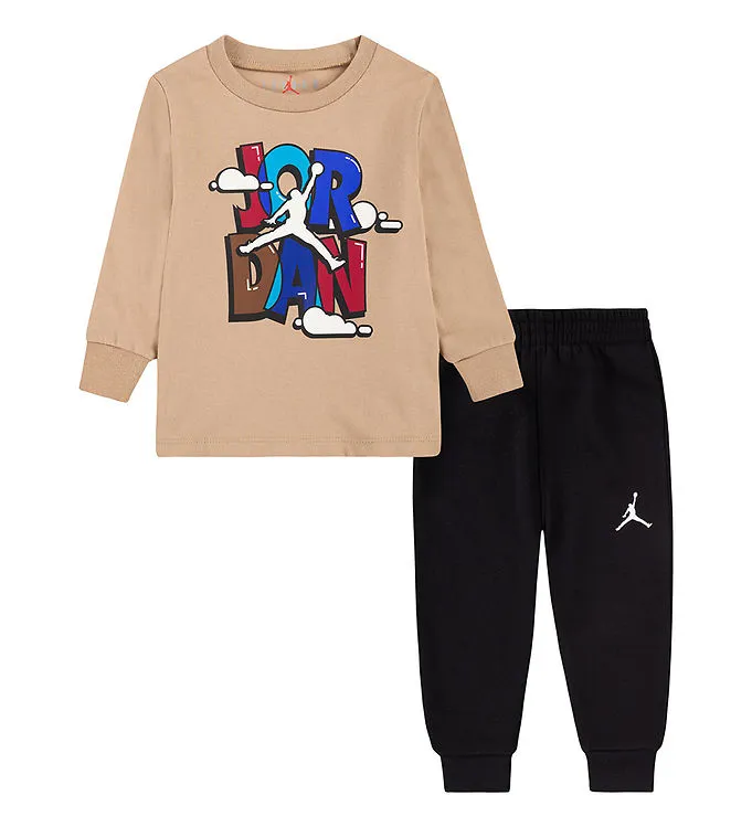 JORDAN BLOUSE/JOGGINGBROEK  ZWART/HENNEP M. PRINT