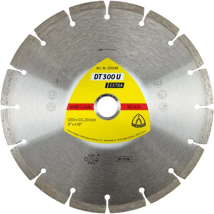 KLINGSPOR  DT 300 U EXTRA  DIAMANTSCHIJVEN  180 X 22.23MM  13 SEGMENTEN