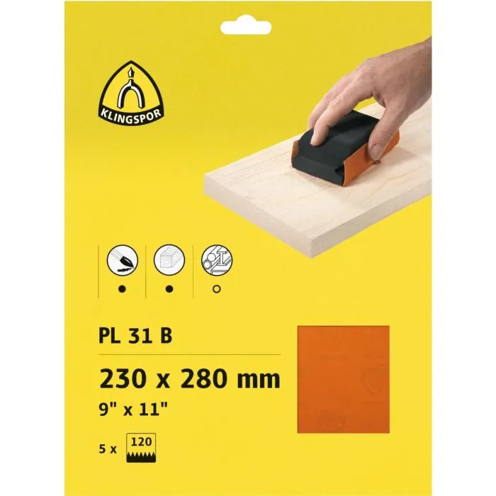 KLINGSPOR  PL 31 B KLEINVERPAKKING  SCHUURSTROKEN  230 X 280MM  K60