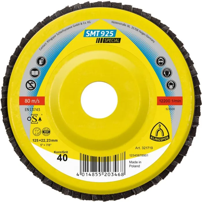 KLINGSPOR  SMT 925 SPECIAL  LAMELLENSCHIJVEN  125 X 22,23MM  K40  BOL