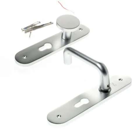 KNOP/KRUKGARNITUUR ALUMINIUM OP SCHILD 45X210MM, DMODEL F1 AFGEROND MODEL PC55 RS