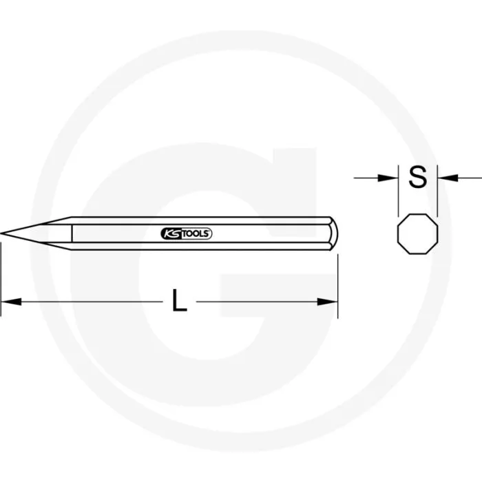 KS TOOLS PUNTBEITEL, 8KANT, 18X300 MM, CHROMMOLYBDäN