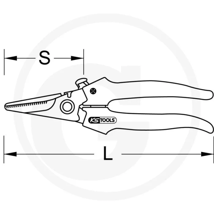 Ks tools universeelschaar, verzahnt, 145 mm, zelfopenend, ergonomisch handvat