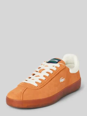 Lacoste Leren sneakers met labelpatch en logoprint, model 'BASESHOT' in oranje