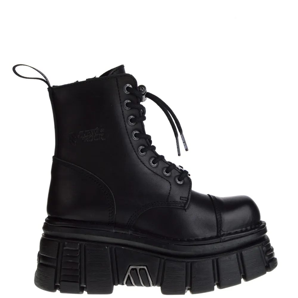 NEW ROCK M.NEWMILI083S21(U) HALFHOGE VETERSCHOENEN ZWART