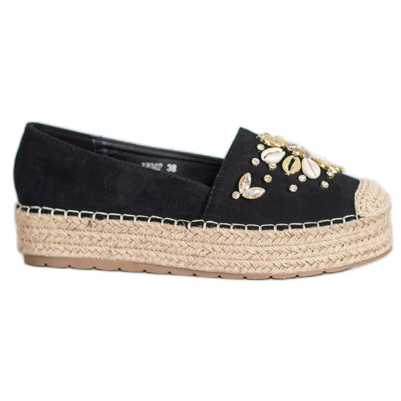 Seastar Espadrilles met ornamenten zwart