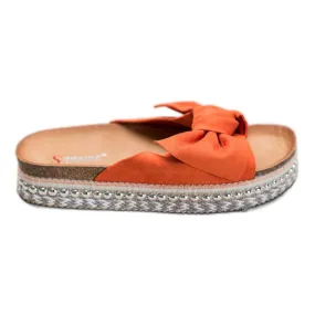 Seastar Suède pantoffels met decoratief plateau oranje