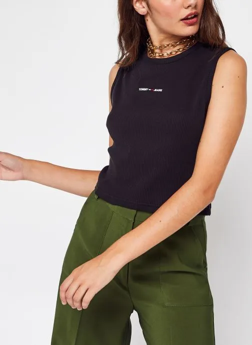      TOMMY JEANS TJW CROP TINY LINEAR  ZWART   