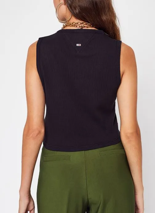      TOMMY JEANS TJW CROP TINY LINEAR  ZWART   