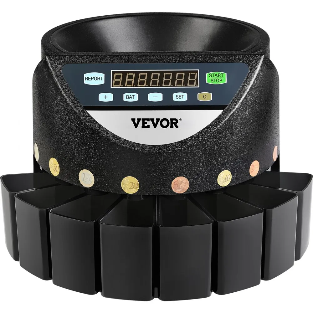 VEVOR AUTOEURO MUNT SORTER TELLER MACHINE VOOR TELLEN MUNTEN 220 MUNTEN/MINUTEN