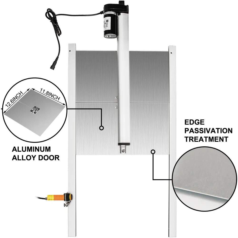 VEVOR Automatisch Kippenluik 220V 66W Automatische Deuropener Kippenhok 32 x 30 cm 12V Dc Kippenhok Deuropener Kit met Infrarood