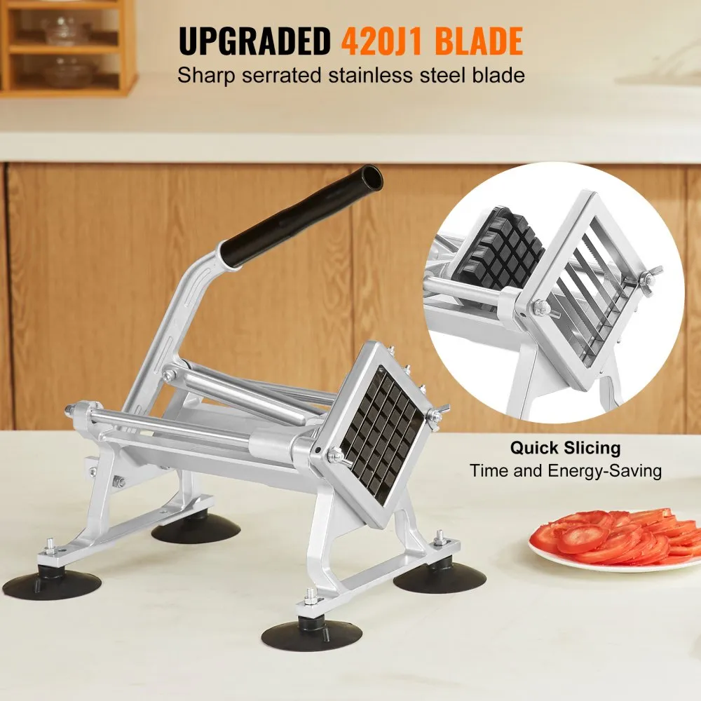 VEVOR Commerciële groentesnijder, 1/2 inch fruitsnijder, groentesnijder van roestvrij staal en aluminiumlegering, handmatige sni