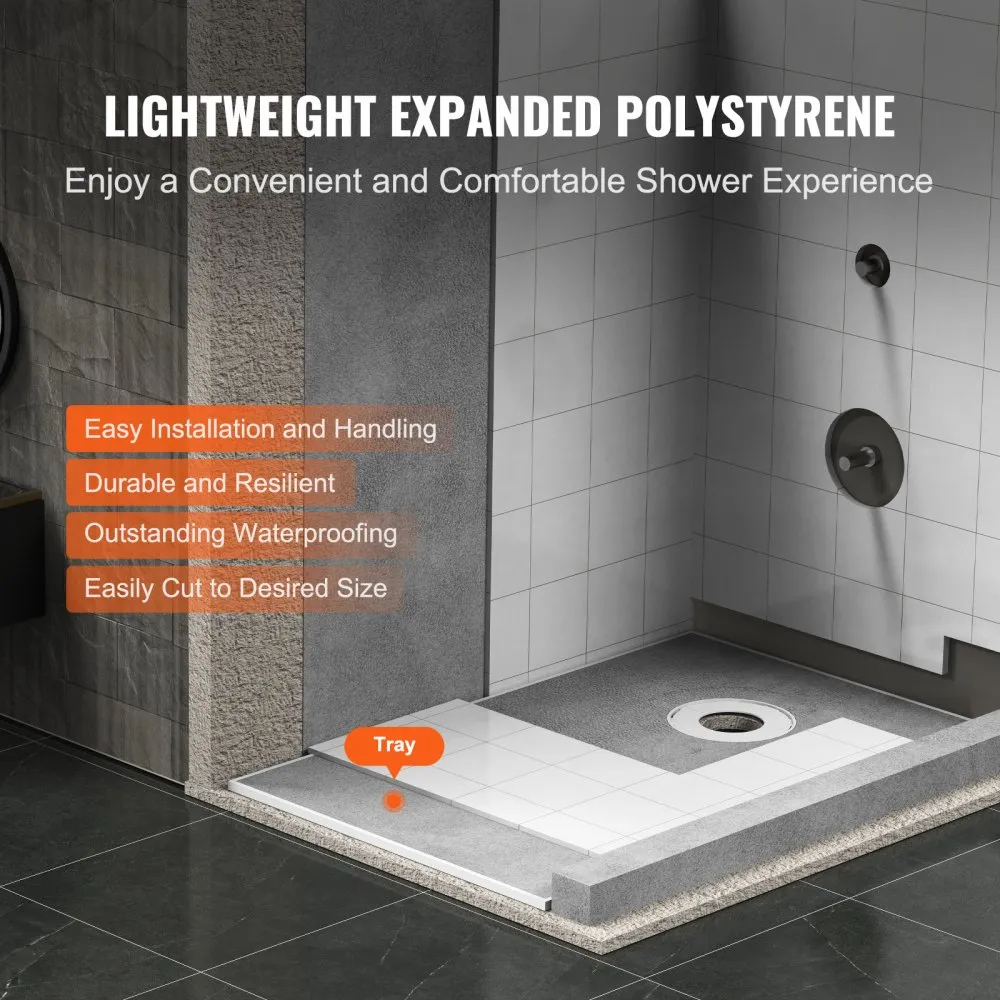VEVOR DOUCHERANDSET 1524 X 965 X 28 MM GROTE DOUCHEBAKSET MET 16,5 CM OFFSET AFVOER LICHTGEWICHT EPS DOUCHEINSTALLATIEKITS MET 