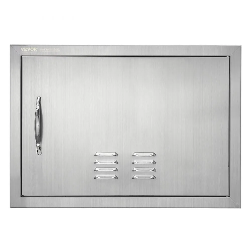 VEVOR Grilltoegangsdeur, 610 x 432 mm, enkele buitenkeukendeur, inbouw roestvrijstalen deur, verticale wanddeur met handvat en v