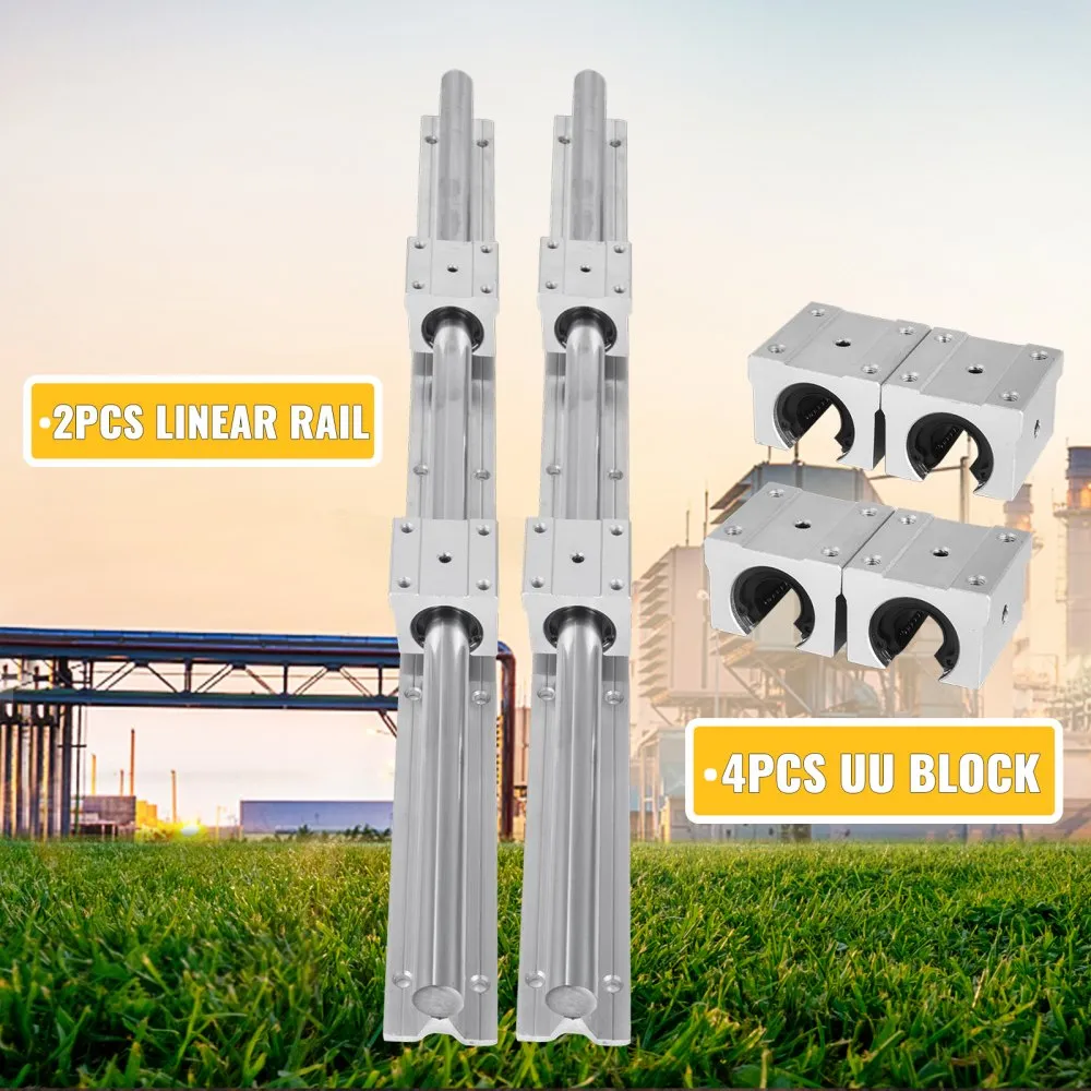VEVOR Lineaire Geleiding Lineaire Rail 2 Stuks SBR20 650 mm/25,5 in Lineaire Lager Glijset lagerblokken Cnc Router 4 Blokken Sch