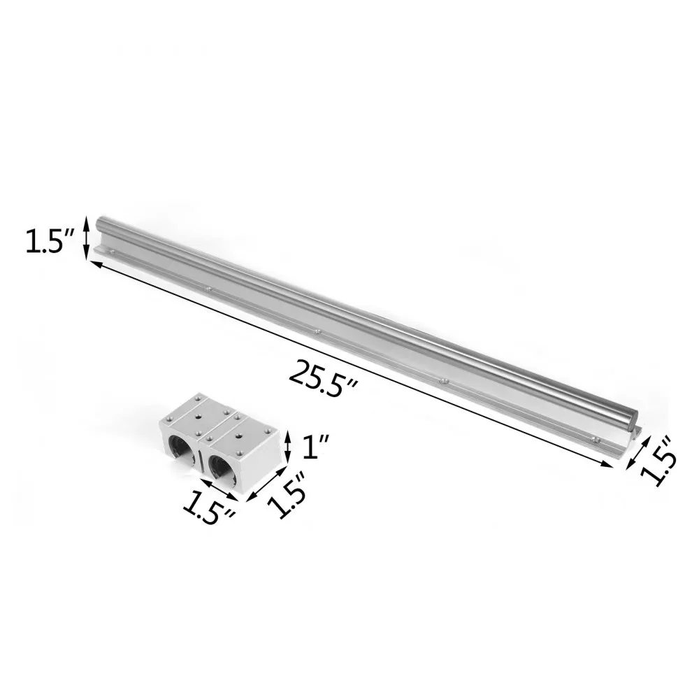 VEVOR Lineaire Geleiding Lineaire Rail 2 Stuks SBR20 650 mm/25,5 in Lineaire Lager Glijset lagerblokken Cnc Router 4 Blokken Sch