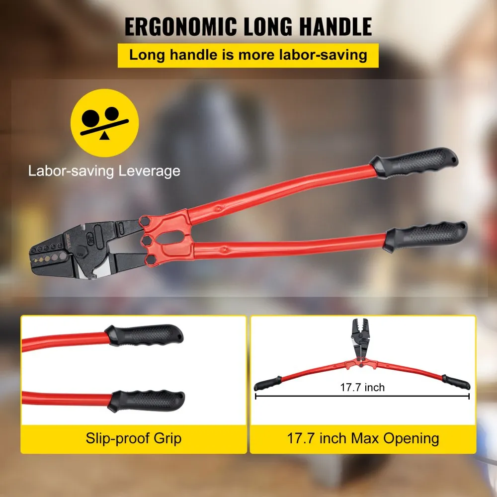 VEVOR PERSTANG HANDSLINGER KABEL DRAADSNIJDER SWAGE 600MM 1,55MM ALUMINIUM MOUWEN KOPER