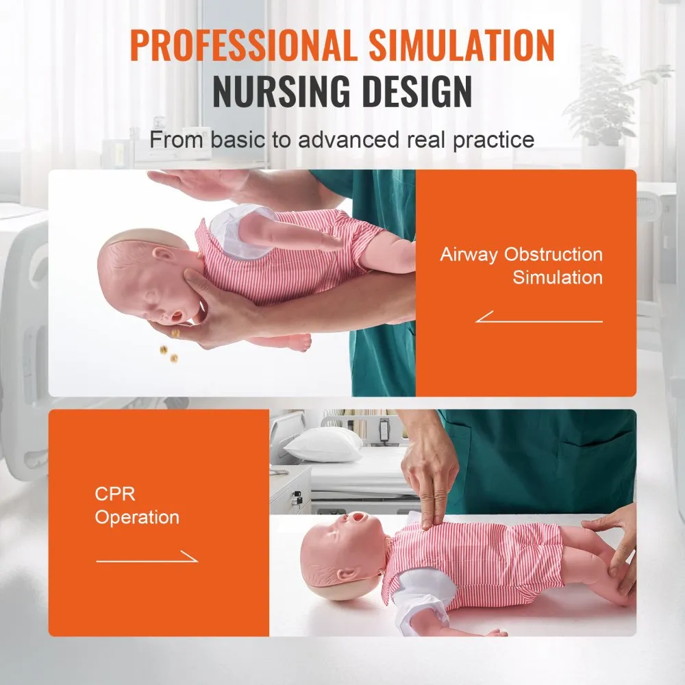 VEVOR reanimatie oefenpop voor baby's, Heimlich manoeuvre en cardiopulmonale reanimatie (CPR), professionele oefenpop voor 