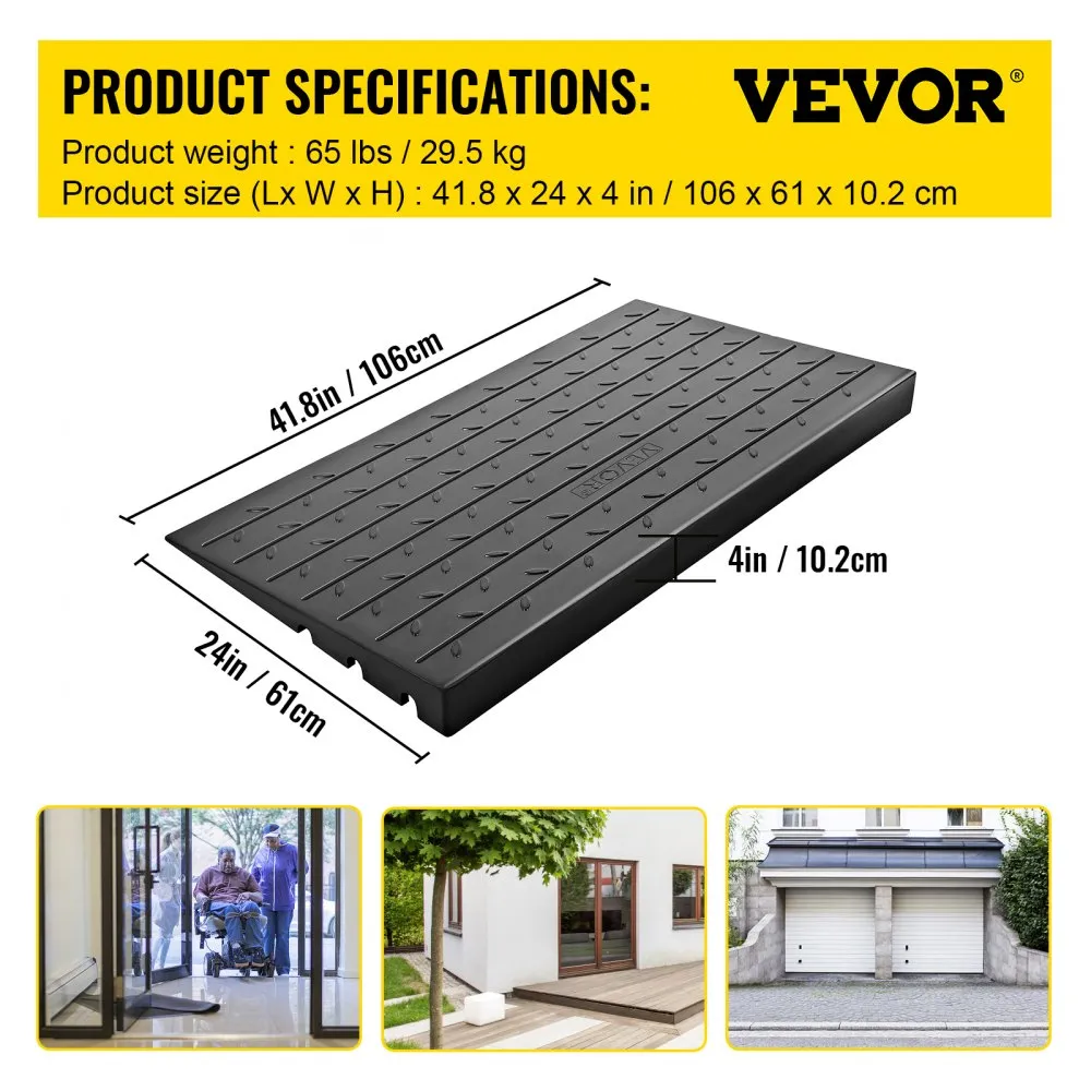VEVOR RUBBEREN DREMPELOPRIT 4" HELLINGSDEUR DREMPELOPRIT 3KANAALS KABELAFDEKKING MASSIEF RUBBEREN DREMPELOPRIT MET 1T DRAA