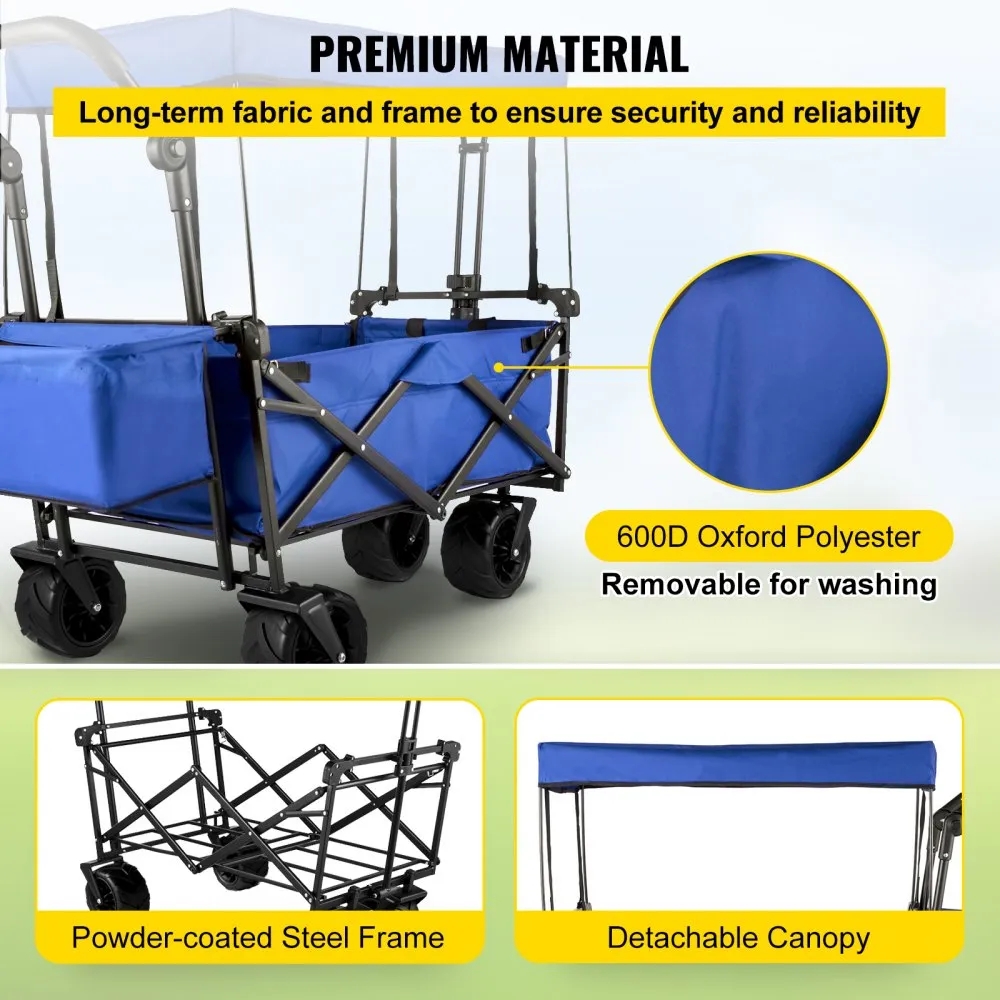 VEVOR Tuin Wagen Transportwagen Strandkar Opvouwbare Wagenwagen Product Afmetingen Multifunctioneel Opvouwbare Tuinwagen Max Dra
