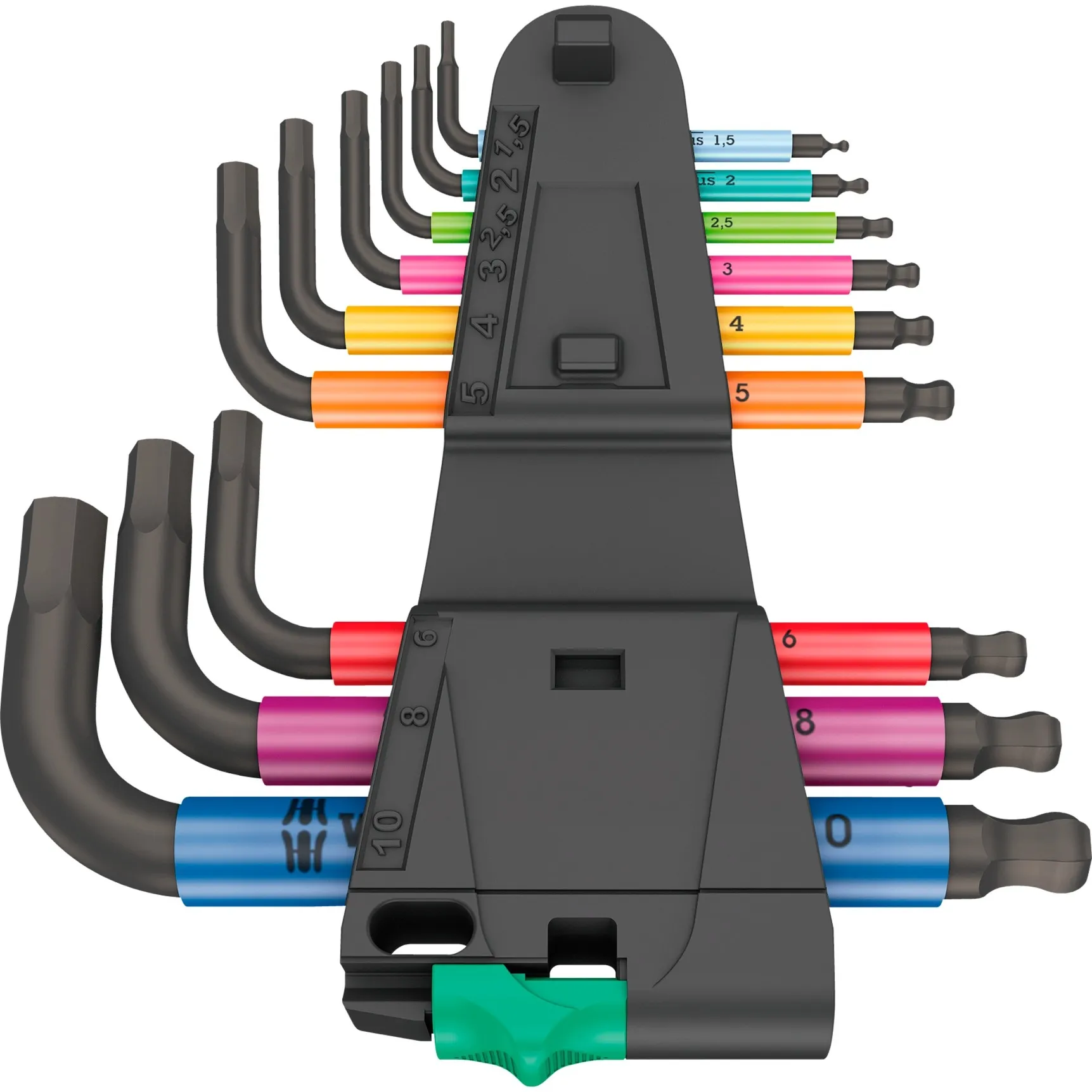 WERA 950/9 HEXPLUS MULTICOLOUR 2 STIFTSLEUTELSET, 9DELIG (METRISCH, BLACKLASER)