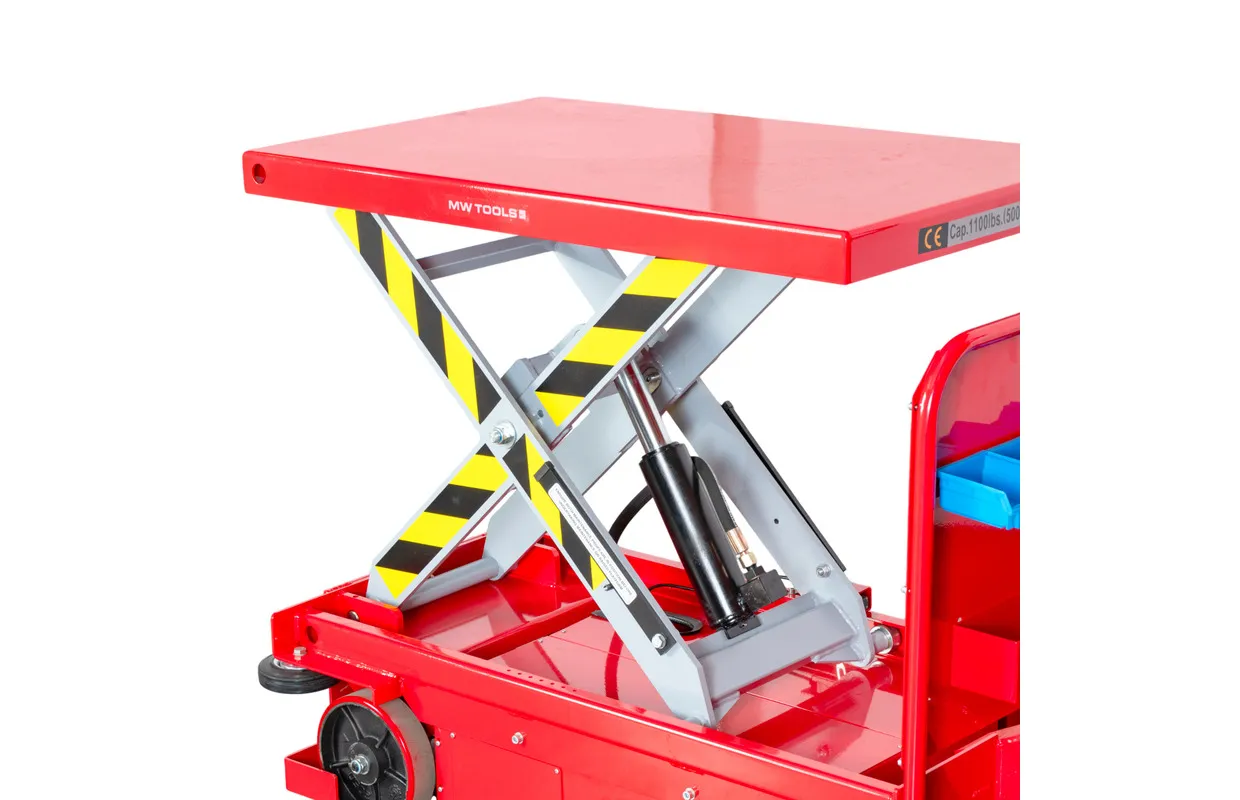 Zelfrijdende elektrische heftafel 500 kg H 1000 mm 1020 x 610 mm MW Tools